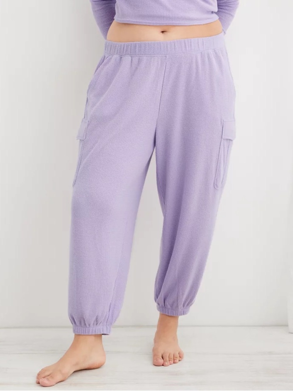 Aerie Lilac Traveler Waffle Cargo Jogger Size XL Women’s